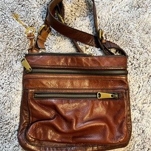 Fossil Brown Leather Crossbody Bag